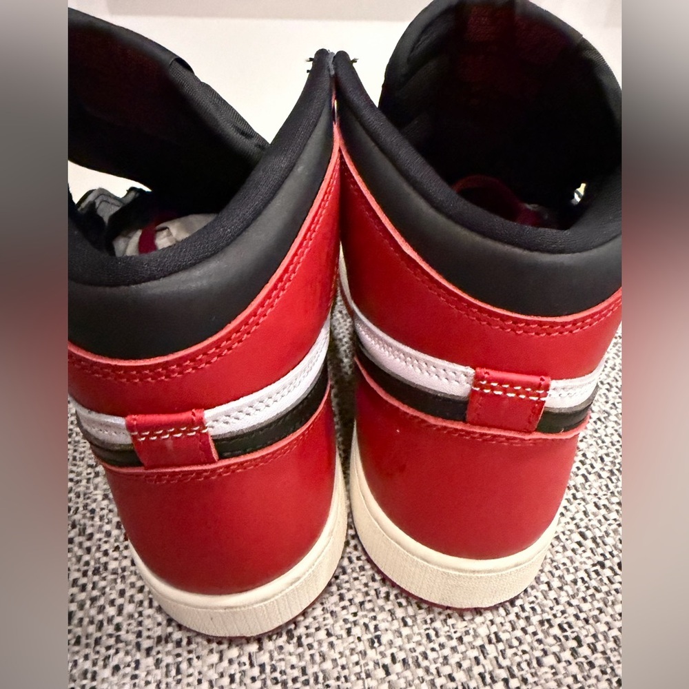 Air Jordan 1 High 'Black Toe Reimagined' Red Sneakers, Size 7Y - Picture 5 of 9